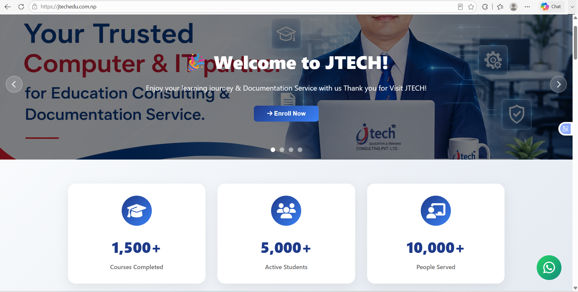 JTECH website interface